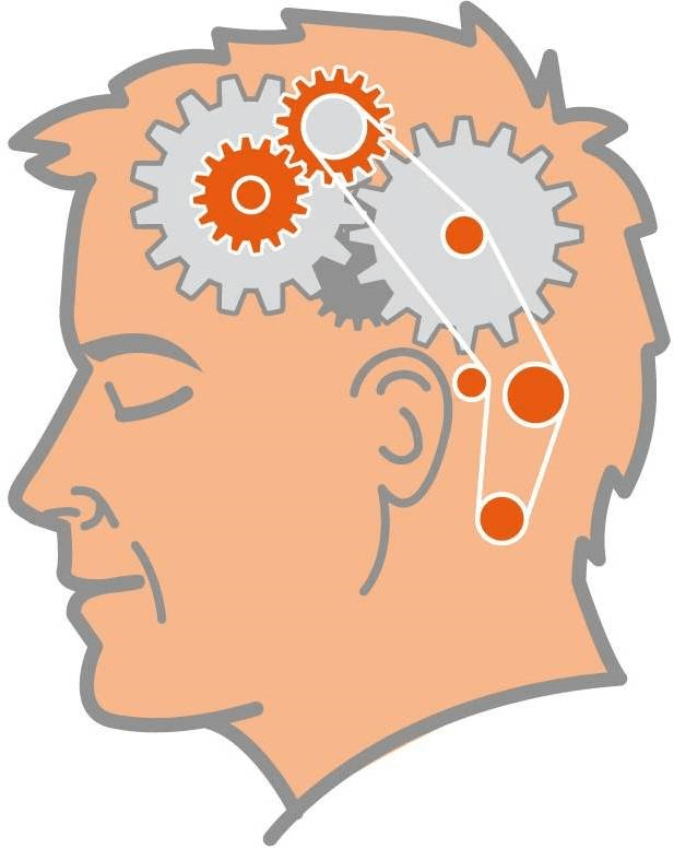 Kopf mit Zahnrädern Kopf mit Zahnrädern